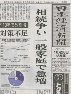 2014年10月28日（火）の日本経済新聞　夕刊1面（アイキャッチ用）
